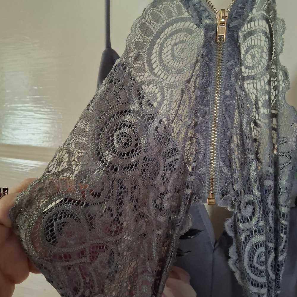 Iris Floral Backless Dress in Gray and Pink - Picture 4 of 5